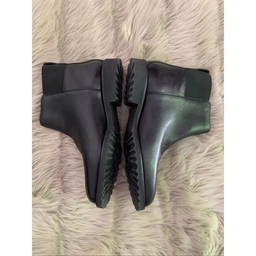 JOHNSTON & MURPHY Womens IRENE Waterproof Leather Booties Black Ankle Boots 8M